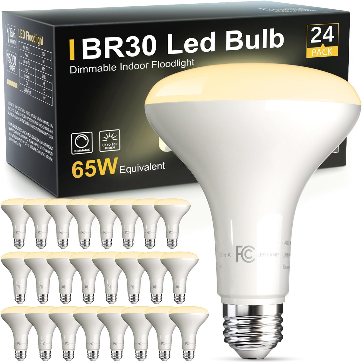 TJOY 12 Pack BR30 Flood Light Bulb Indoor, Soft White Recessed Light Bulbs