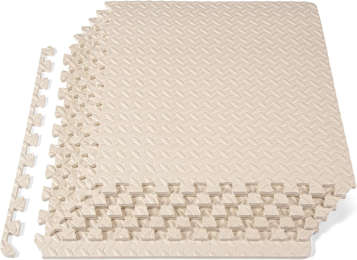 ProsourceFit Exercise Puzzle Mat ½-inch, EVA Interlocking Foam Floor Tiles for Home Gym, Workout Equipment, Kids Play Areas, Black, 24 SQ FT - 6 Tiles