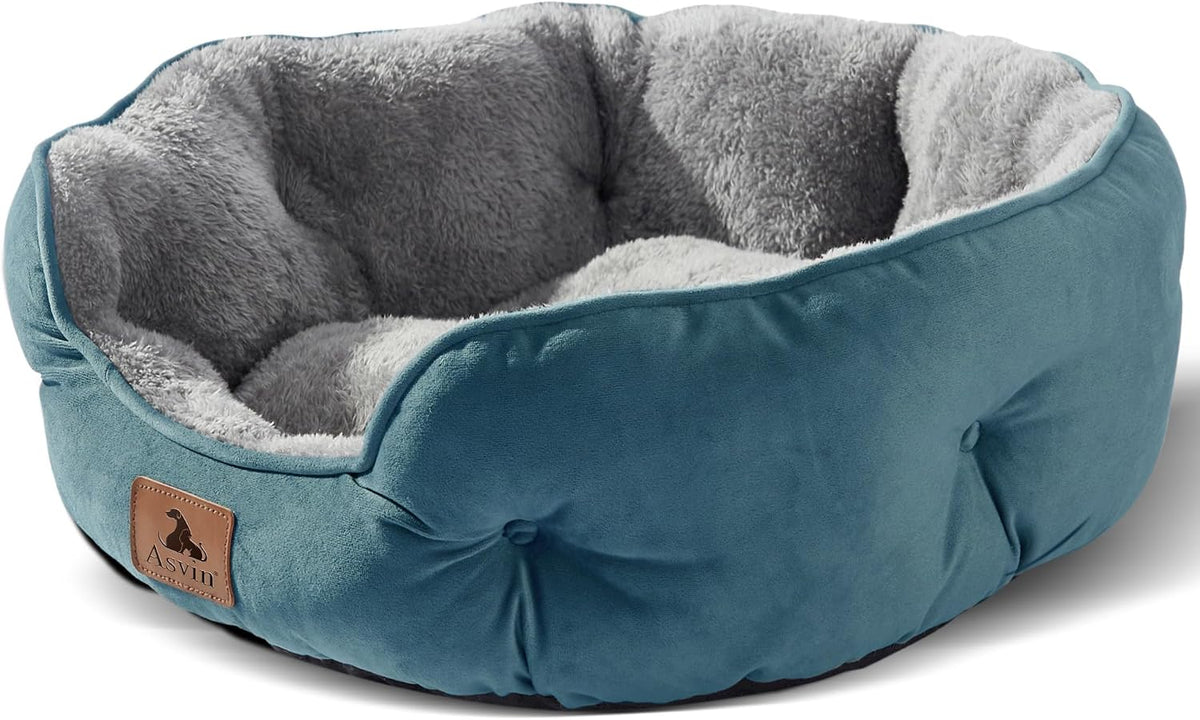 Asvin Small Dog Bed for Small Dogs, Cat Beds for Indoor Cats, Pet Bed for Puppy and Kitty, Extra Soft & Machine Washable with Anti-Slip & Water-Resistant Oxford Bottom, Grey, 20 inches