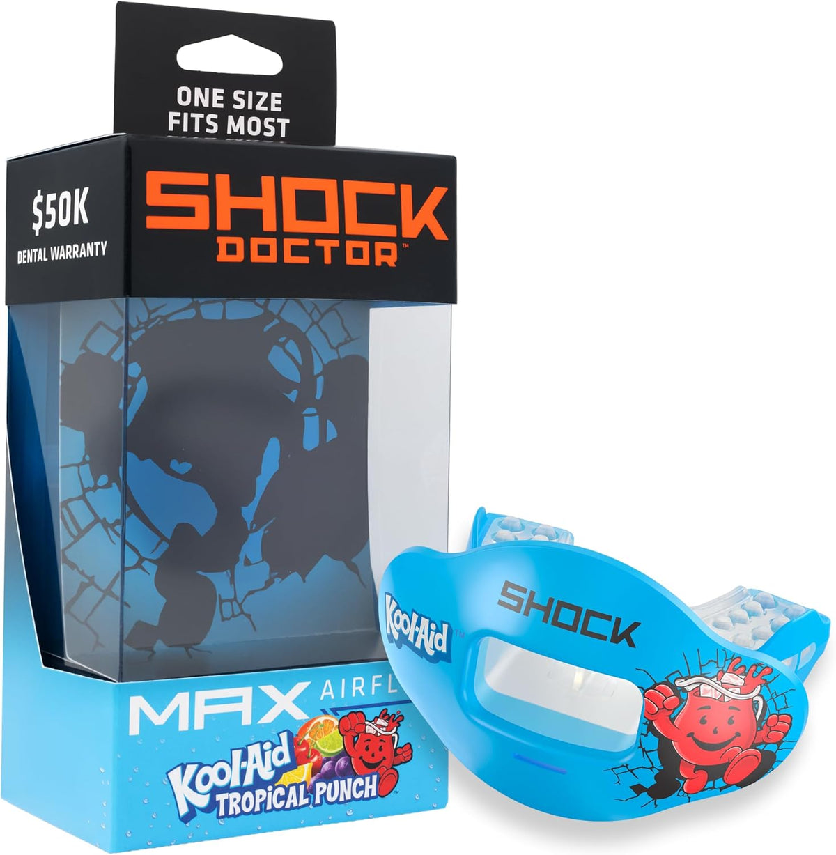 Shock Doctor Kool Aid Lip Guard Mouth Guard - Max Air Flow, Full Mouth Protection Compatible with Braces, Lip Guard, Instant Fit Mouthguard for Football, Hockey, Lacrosse