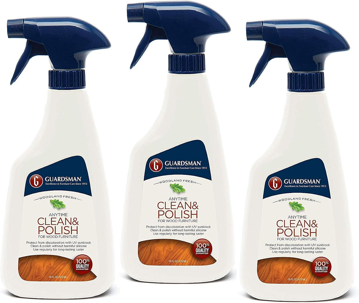 Guardsman Anytime Clean & Polish Wood Cleaner & Furniture Polish for Cabinets, Tables, and Other Wood Surfaces, Spray Bottle, Woodland Fresh, 16 Fluid Ounces