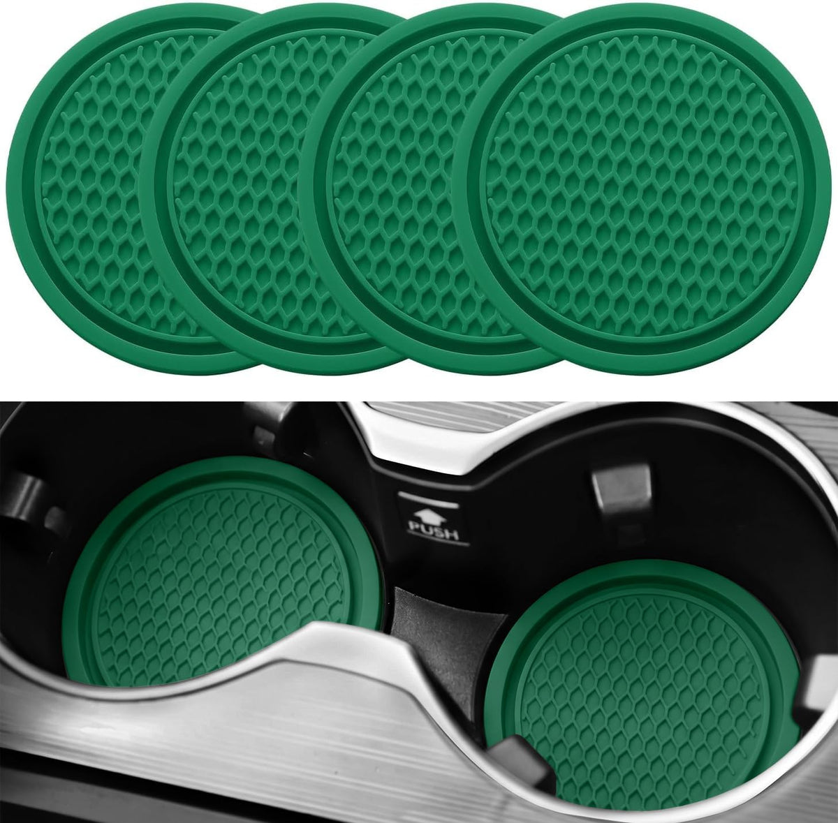 SINGARO Car Cup Coaster, 4PCS Universal Non-Slip Cup Holders Embedded in Ornaments Coaster, Car Interior Accessories, Red