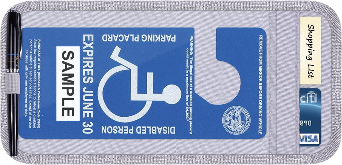 Handicap Placard Holder for Auto, Car Sun Visor Disabled Parking Tag, Black