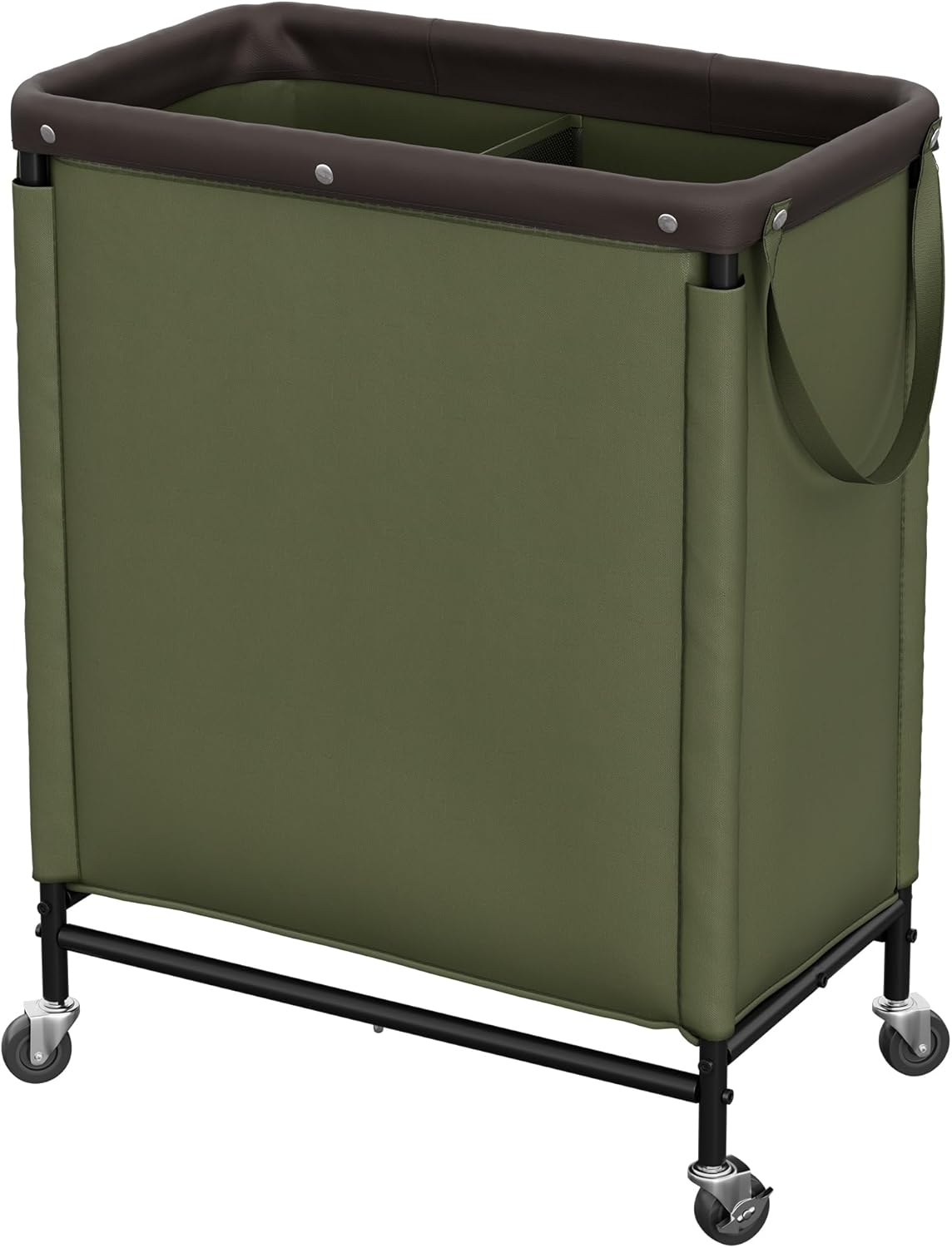 StorageWorks 2 Section Laundry Hamper, 100L Beige Sorter Cart with Wheels