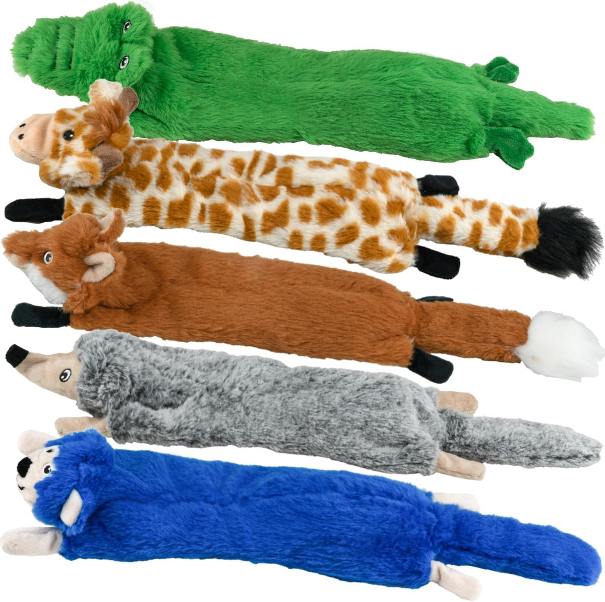 SHARLOVY Dog Squeaky Toys 5 Pack, Pet Crinkle Toy No Stuffing Animals Plush | Dog Chew for Large and Medium, Small Puppy Teething for Boredom