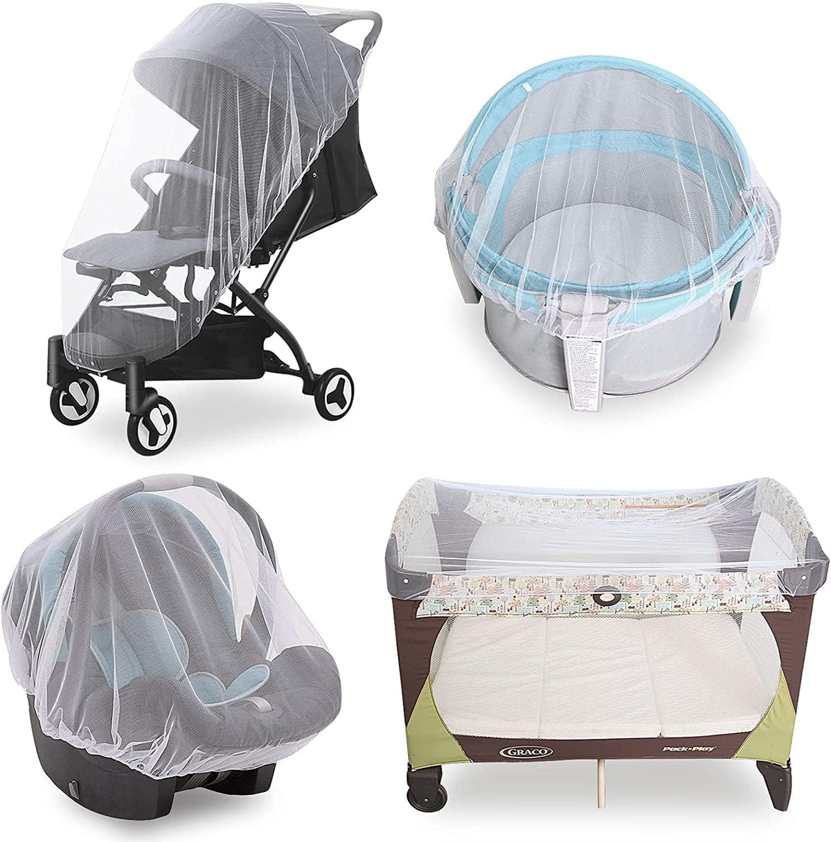 Baby Mosquito Net for Stroller, Bug Net and Mesh Protection,White