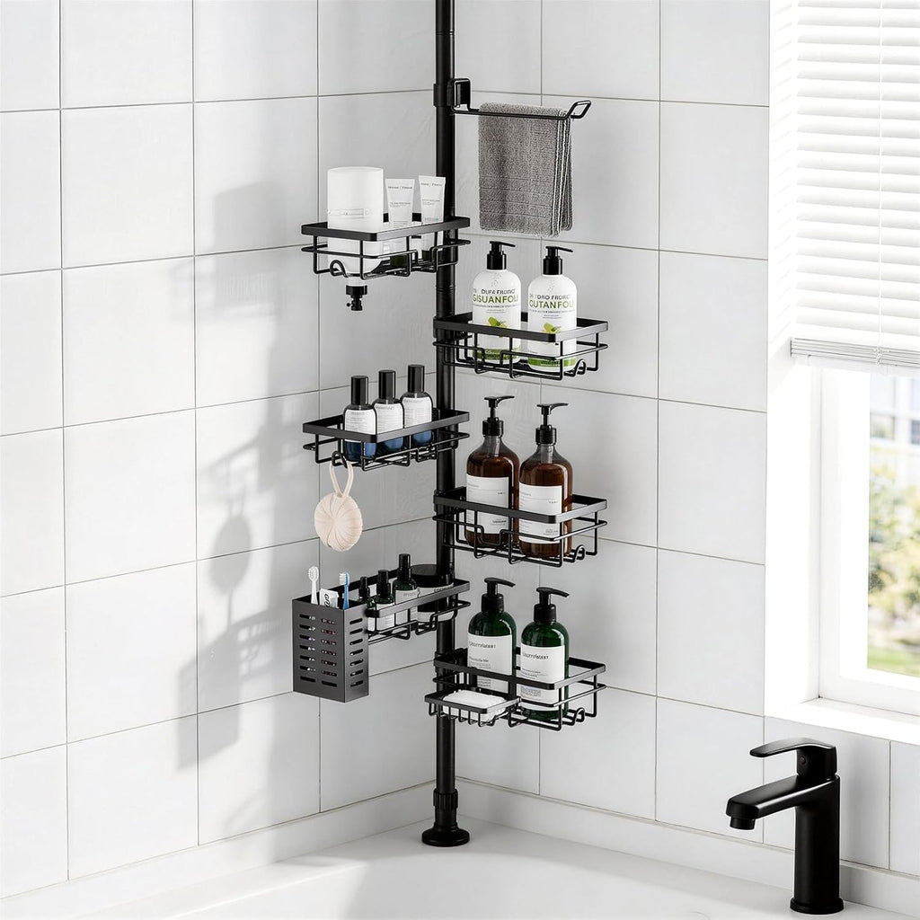 Shower Caddy Organizer Tension Pole, Corner Shower Shelves Bathroom Storage