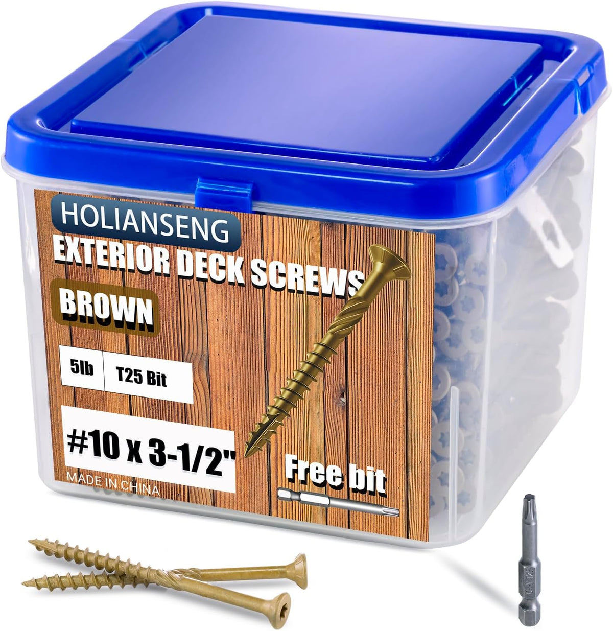 Deck Screws 3 Inch, #10 x 3'', Rust Resistant, Brown Epoxy Coated, Outdoor Screws, Torx/Star Drive, T25 Bit,5lb