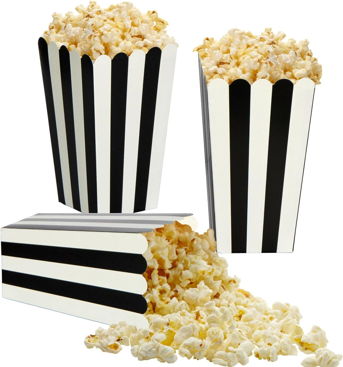 XIEHE 24 Pack Striped Popcorn Boxes - Carnival Parties Mini Paper Popcorn and Candy Containers, Party Supplies for Movie Nights (Pink)