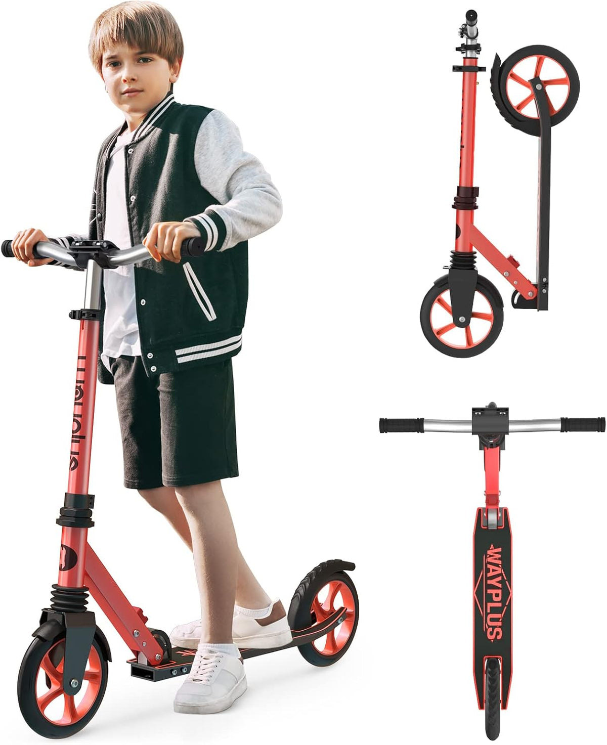 WAYPLUS Kick Scooter for Ages 6+,Kid,Teens & Adults.8 Big Wheels,240lb
