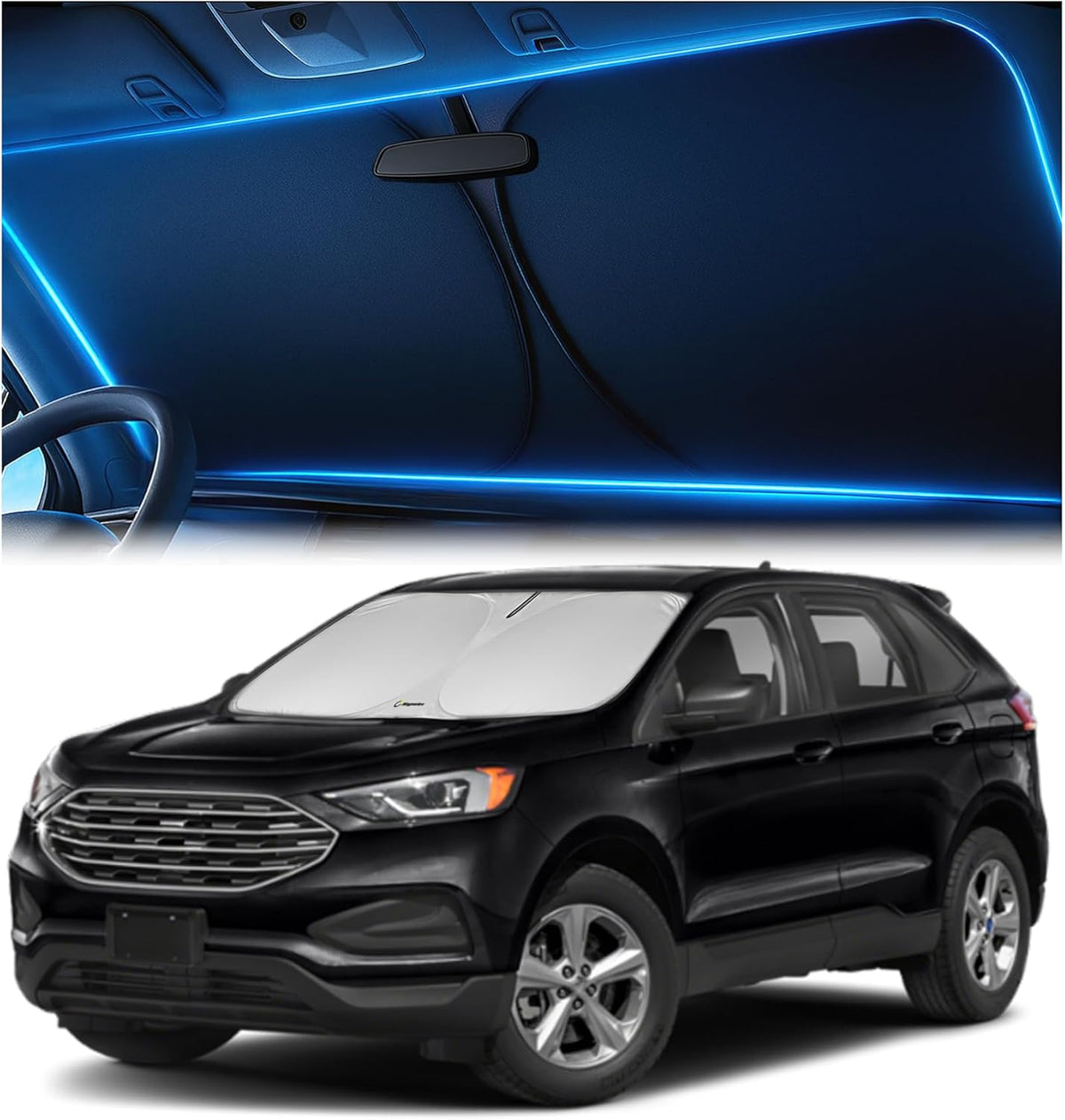 Magnelex Windshield Sun Shade for GMC Sierra 1500 2500 3500 (SLT AT4 Denali) 2019-2026, Foldable Car Window Sunshade, Heat & UV Visor Cover, Reflective Front Shades Accessories