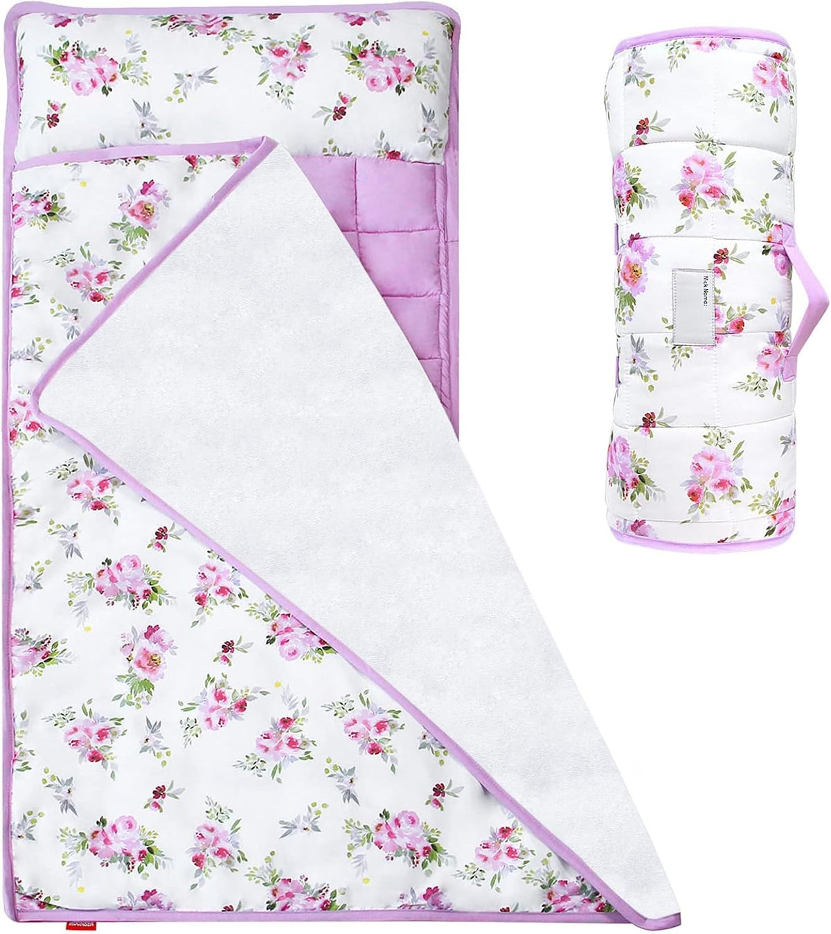 Moonsea Toddler Nap Mat with Pillow and Fleece Minky Blanket Grey