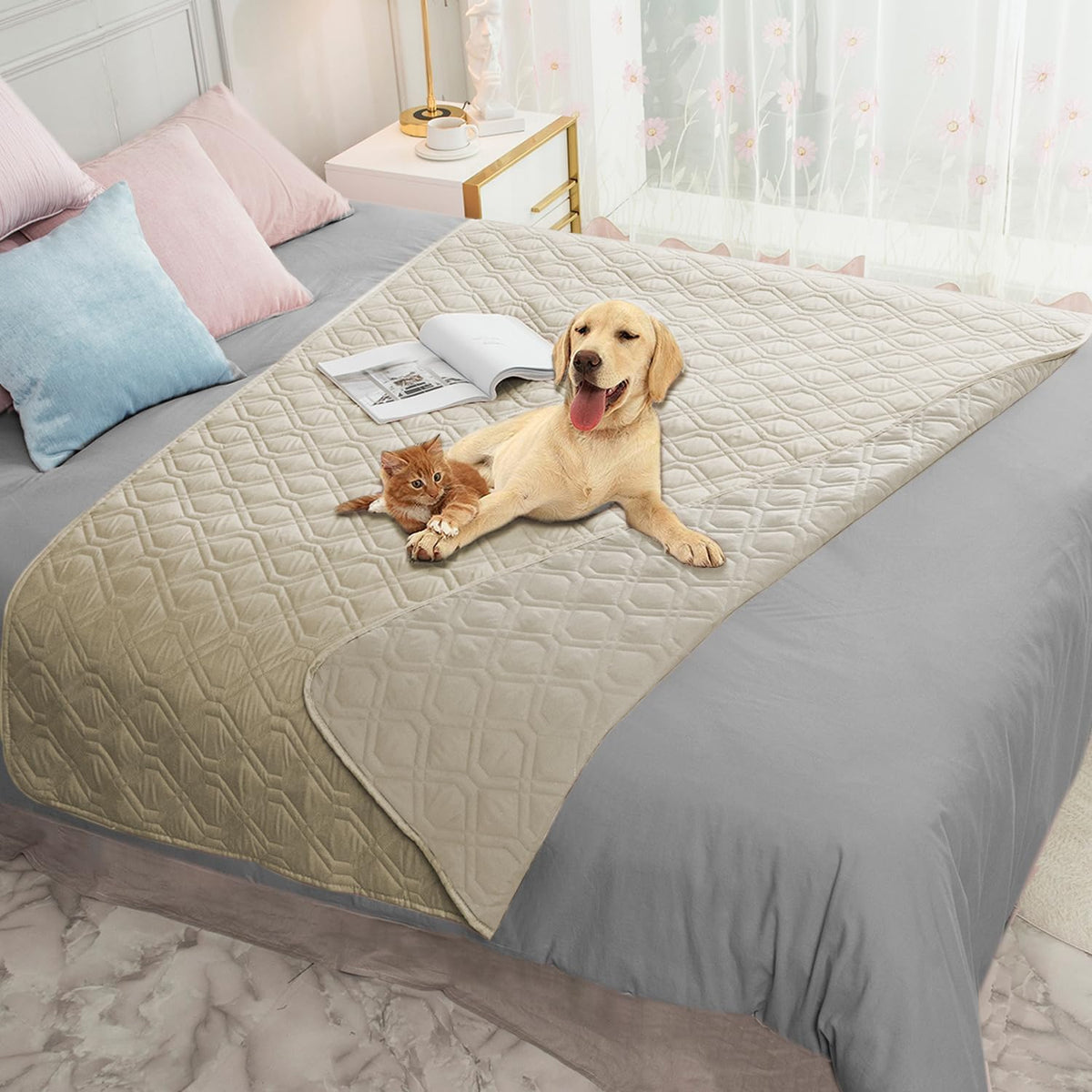 Ameritex Waterproof Dog Bed Blankets Cover for Bed Couch Sofa Reversible