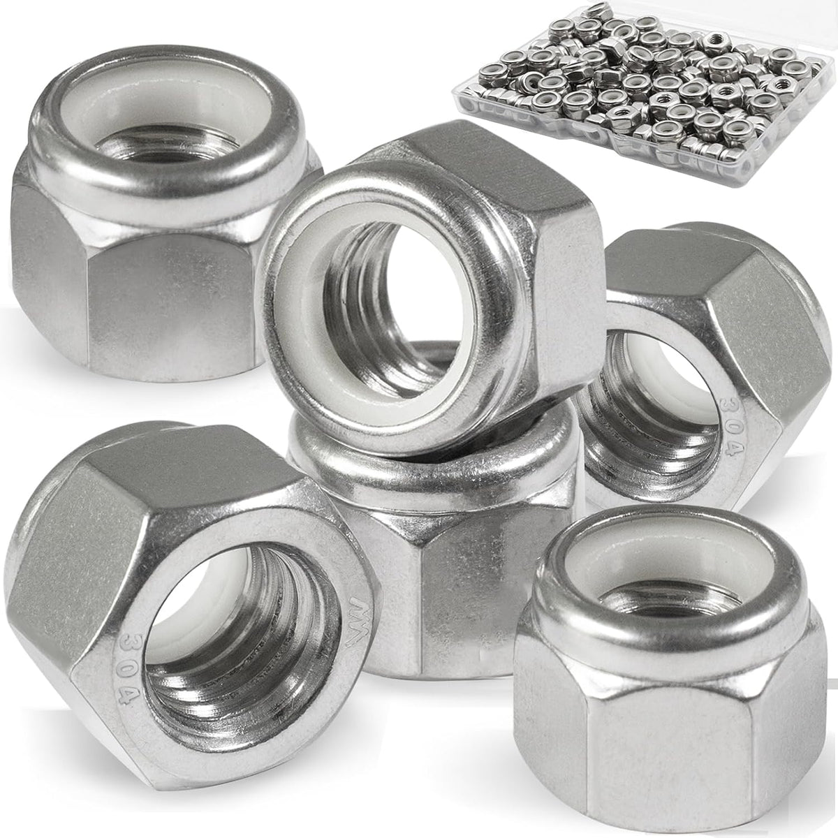 1/4-20 Lock Nut, 110Pcs Stainless Steel Nylock Insert Locking Nuts