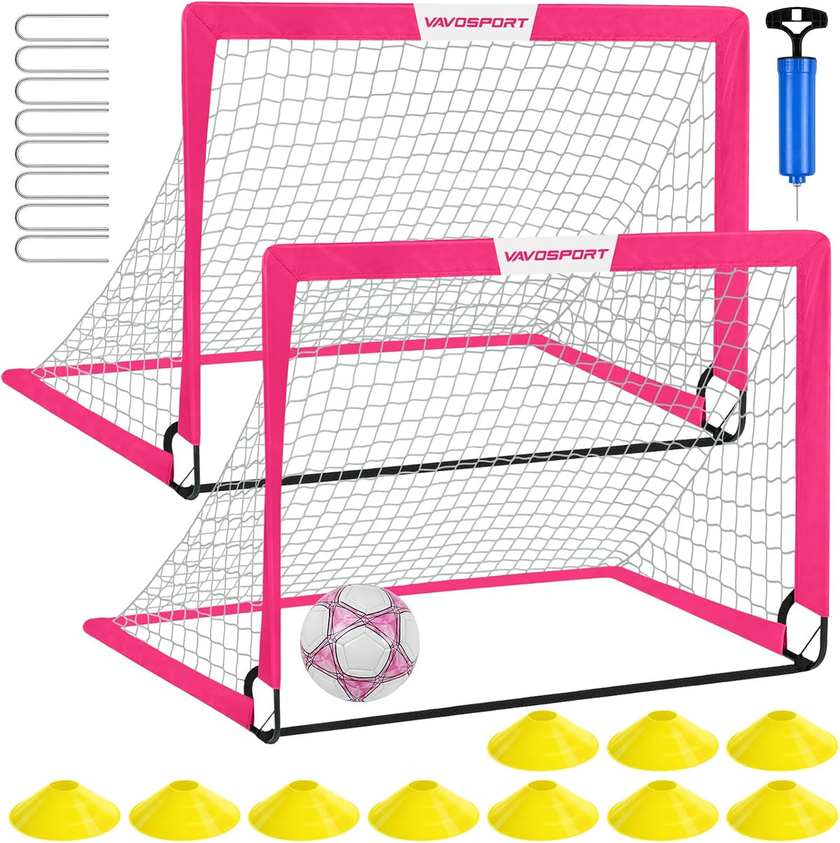 VAVOSPORT Kids Soccer Goals for Backyard Set of 2,Soccer Training Equipment