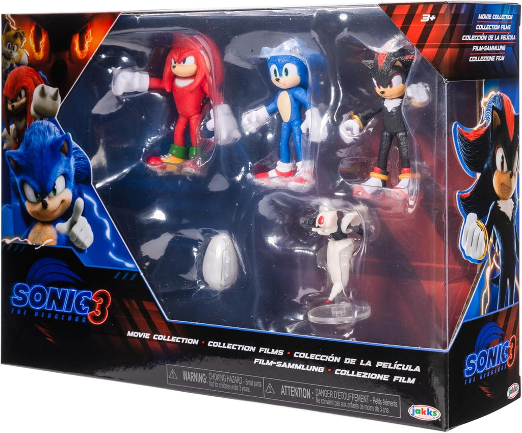 Sonic The Hedgehog 3 Movie Action Figures 2.5-Inch Movie Collector Toy Figure Multi-Pack Includes Knuckles Shadow Buzz Bomber & Drone- Officially Licensed Toys
