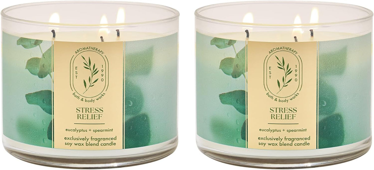 Bath & Body Works Eucalyptus Spearmint 3-Wick Candle - Scented Candle for At-Home Use - Long-Lasting, Room-Filling Fragrance - High Fragrance Oil Concentration - Soy Wax Blend