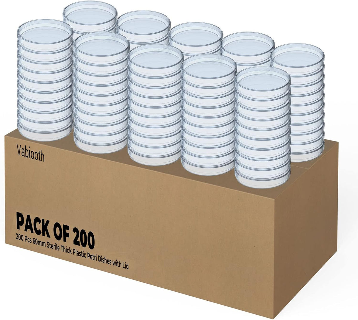 10 Pack Sterile Thick Plastic Petri Dishes with Lid, 90mm Dia x 15mm Deep Clear 3 Vents Petri Dish for Lab Science Experiment