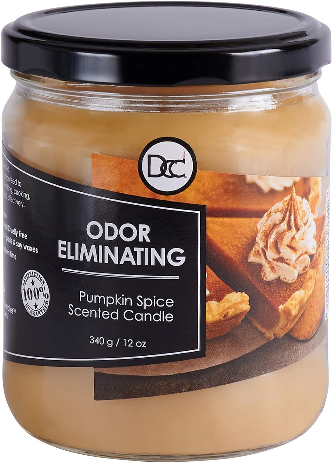 Vanilla Bean Odor Eliminating Highly Fragranced Candle - Eliminates 95% of Pet, Smoke, Food, and Other Smells Quickly - Up to 80 Hour Burn time - 12 Ounce Premium Soy Blend