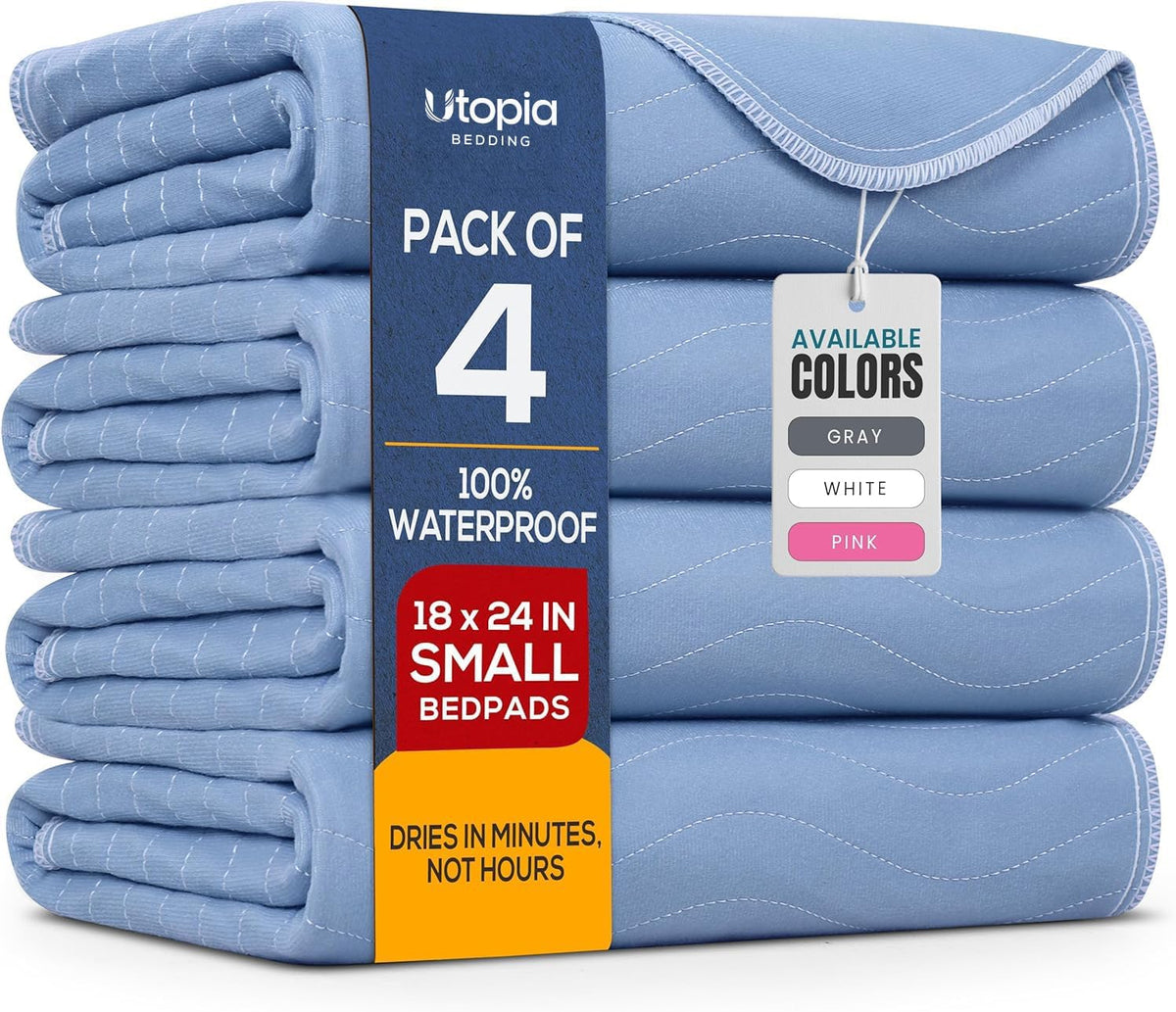 4 Pack Waterproof Reusable Heavy Absorbency Incontinence Bed Pads 34"x36"