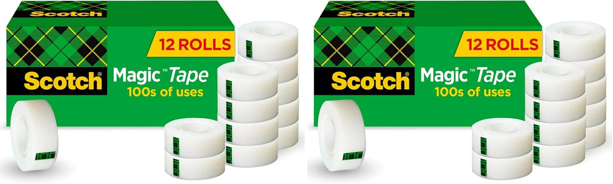 Scotch Magic Tape, Invisible, 12 Rolls