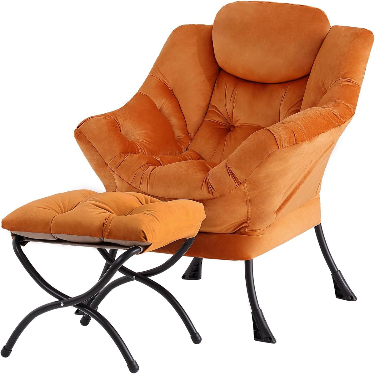 Tiita Lazy Chair with Ottoman, Comfy Reading Accent Chair, Dark Grey