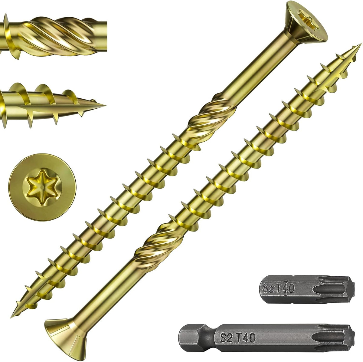 Wensilon #10 * 3" Deck Screws, (137pcs) 2 lbs.Exterior Wood Screws, Rust Resistant epoxy Coated, Bronze, T25 Star Bit