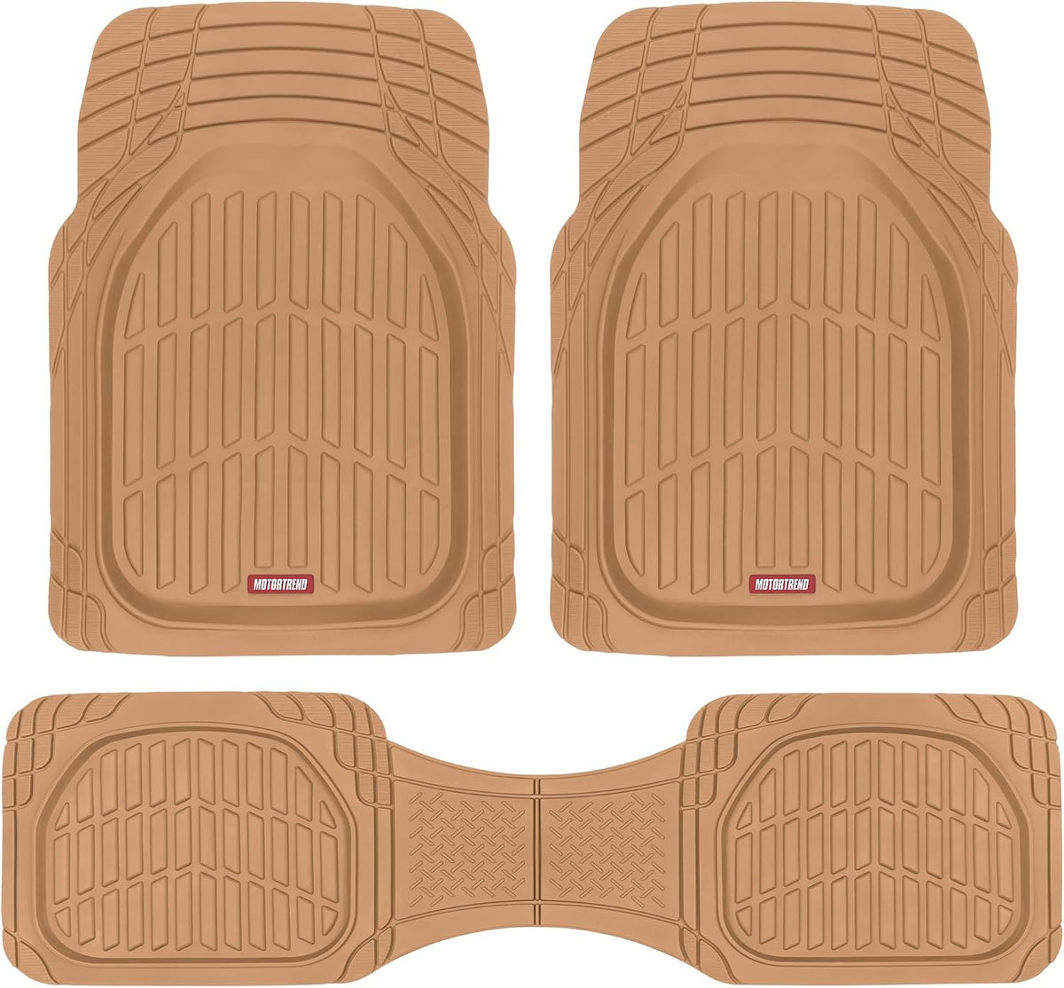 Motor Trend FlexTough Floor Mats for Cars, Black Deep Dish All-Weather Car Mats, Waterproof Trim-to Fit Automotive Floor Mats for Cars Trucks SUV, Universal Floor Liner Car Accessories