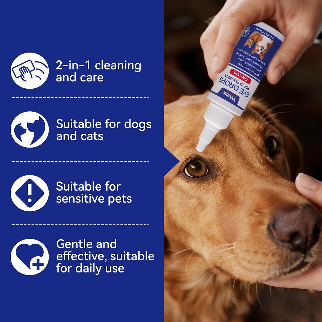 Wellix Pet Eye Drops for Dog & Cat, Non-Irritating Taurine Dog Eye Drop