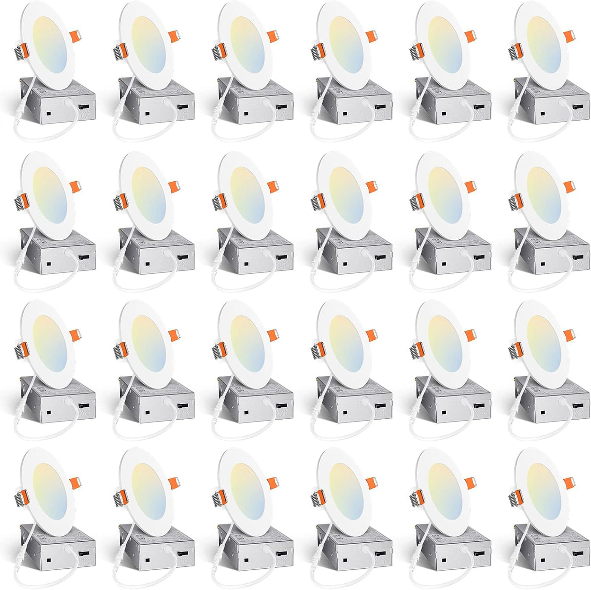 Amico 24 Pack 6 Inch LED Recessed Light with Junction Box, 5CCT, 1050LM