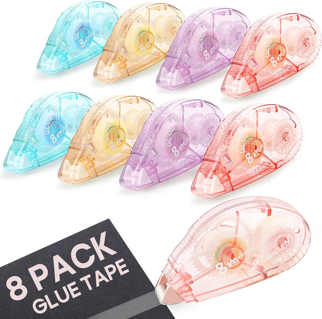 4 Pack Double Sided Tape Roller, Double Sided Adhesive Scrapbook Tape for Scrapbooking Crafts, Glue Tape for Journaling, Gift Wrapping, Photo Albums, Office Supplies, Scrapbook Supplies