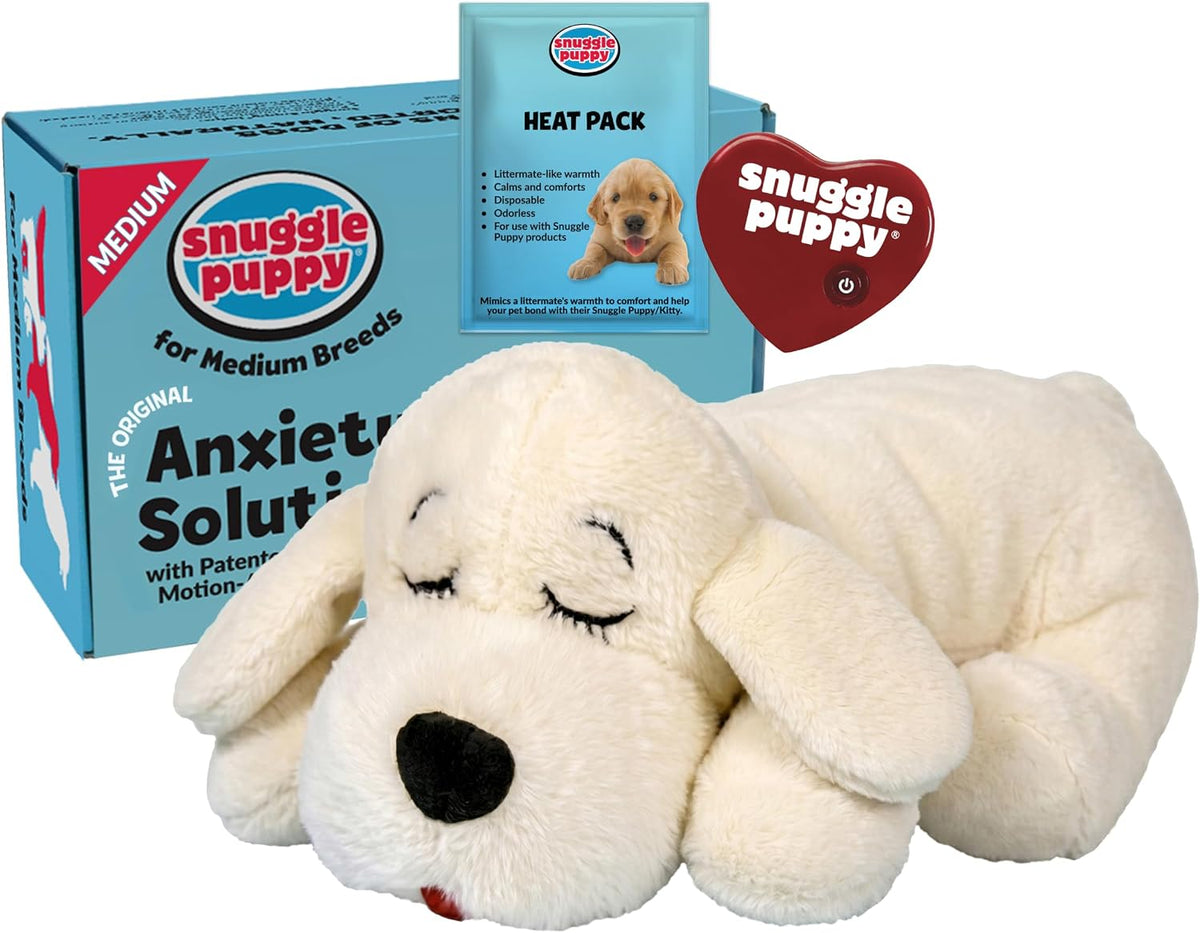 Snuggle Puppy Heartbeat Toy, Calming Comfort, Medium Breeds - Biscuit | Calming heartbeat toy, crate training comfort, heat pack, new puppy essentials, first nights, sleep, medium breeds 25-70 lbs
