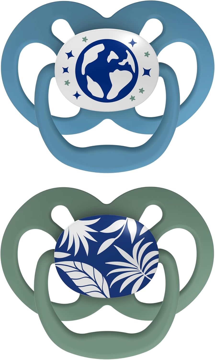 Dr. Brown's Advantage Glow-in-the-Dark Baby Pacifier, Fully Symmetrical Soother with Soft Silicone Bulb, Skateboard Snail-Blue Nature, 6-18m, BPA Free, 4 Pack