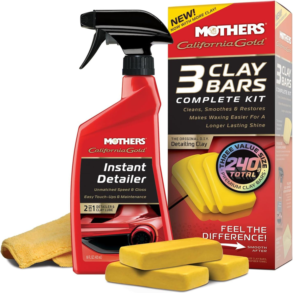Mothers California Gold 3 Clay Bar Complete Kit, 3 80-gram Clay Bars, 07240