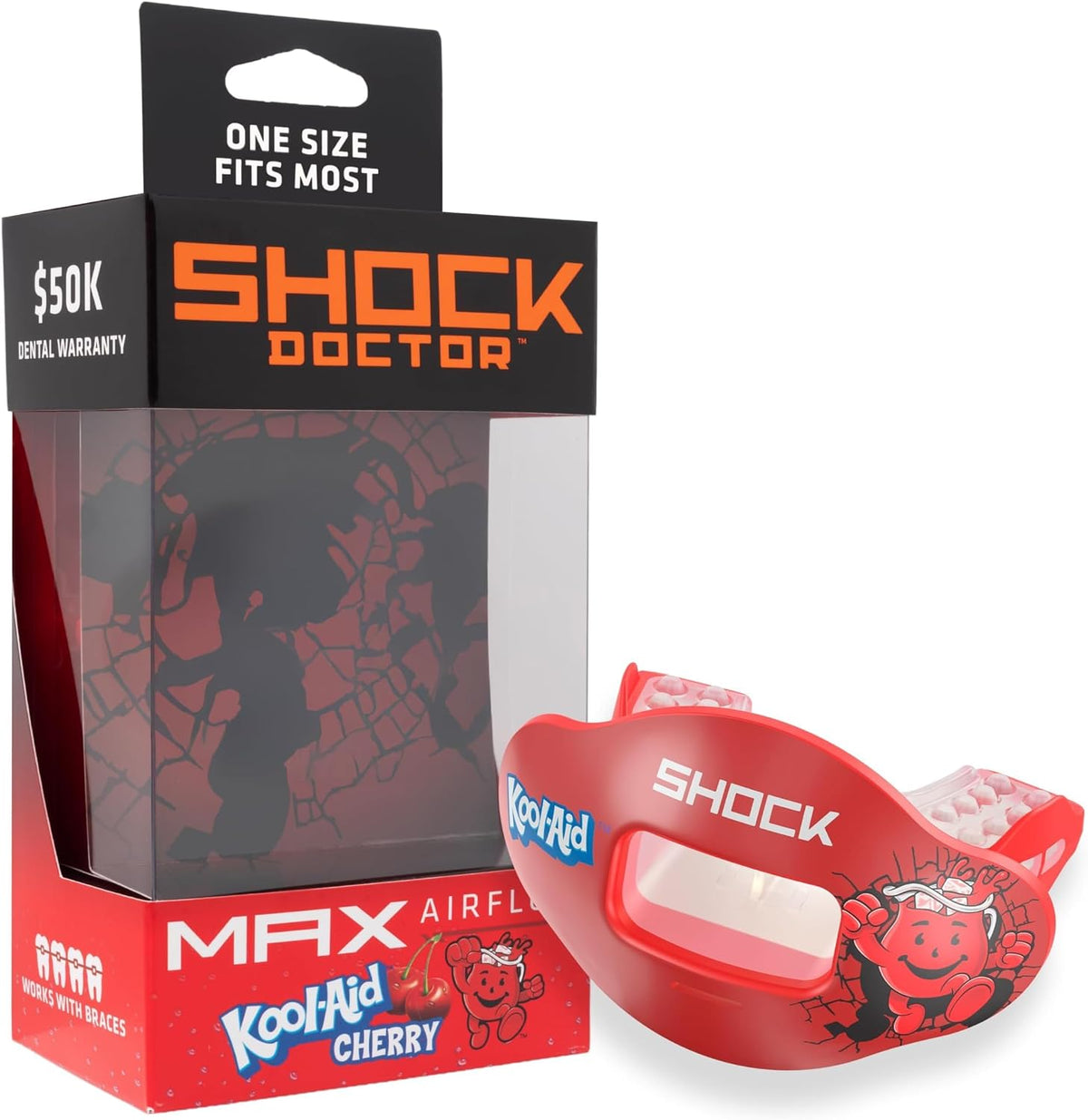 Shock Doctor Kool Aid Lip Guard Mouth Guard - Max Air Flow, Full Mouth Protection Compatible with Braces, Lip Guard, Instant Fit Mouthguard for Football, Hockey, Lacrosse
