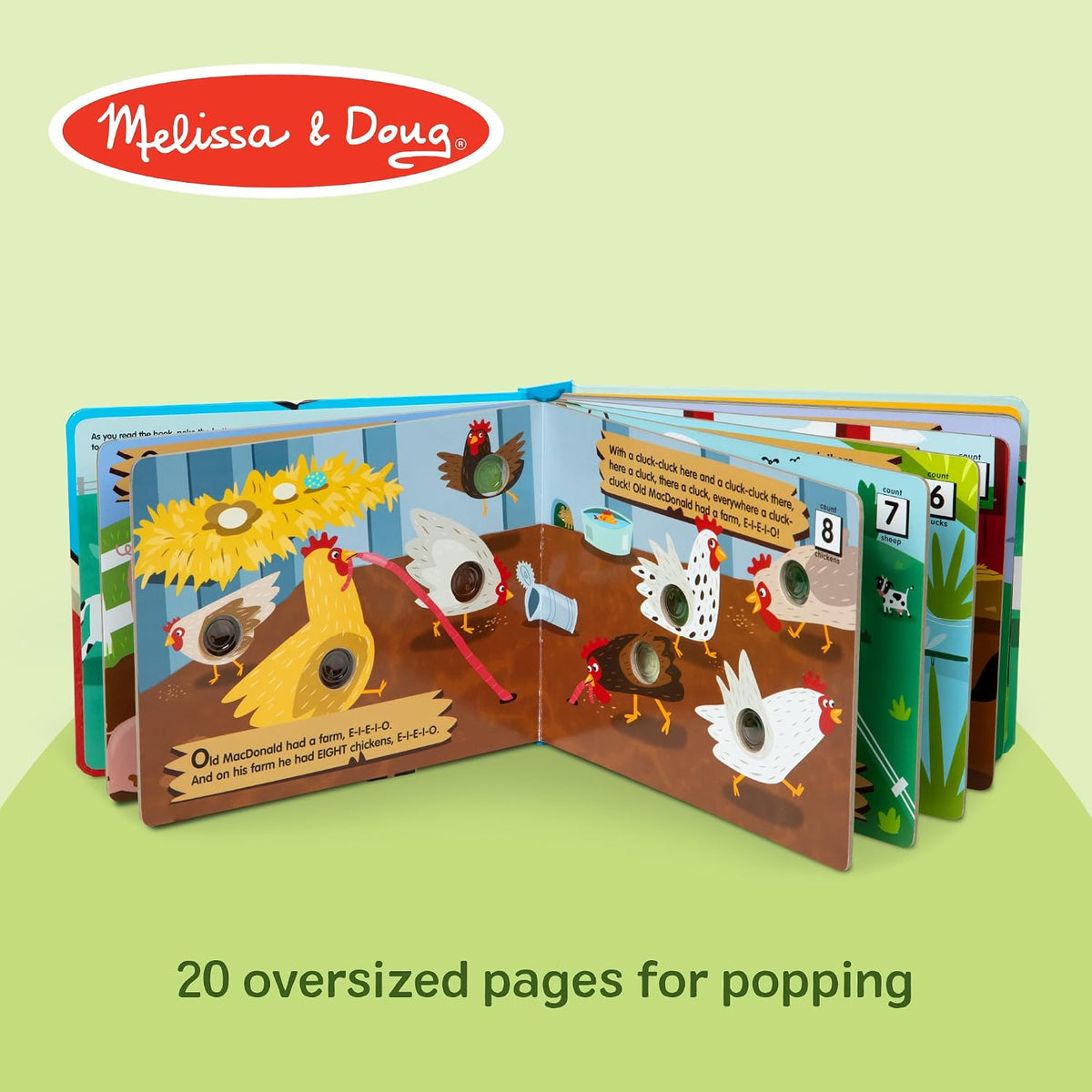 Melissa & Doug Poke-a-Dot! Old MacDonald’s Farm, Interactive Children's Board Book with Buttons to Pop, Educational Sensory Toy for Toddlers & Preschoolers Ages 3+ - FSC Certified