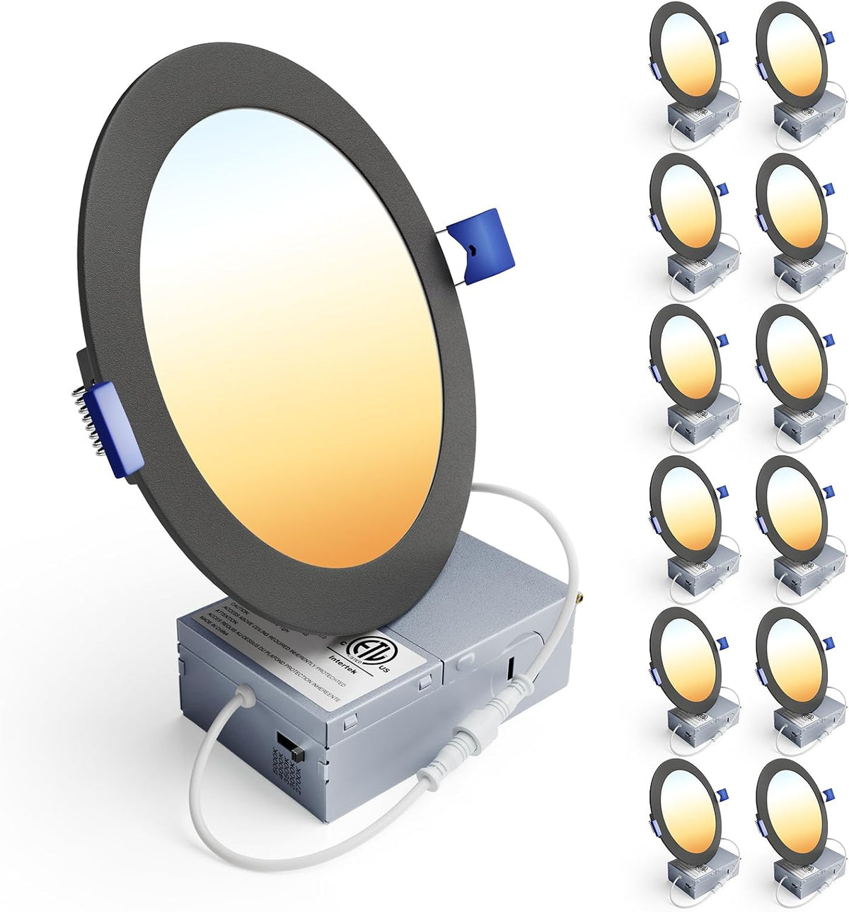 Ensenior 12 Pack 6 Inch LED Recessed Ceiling Light, 5CCT, 1200LM 12W 120V