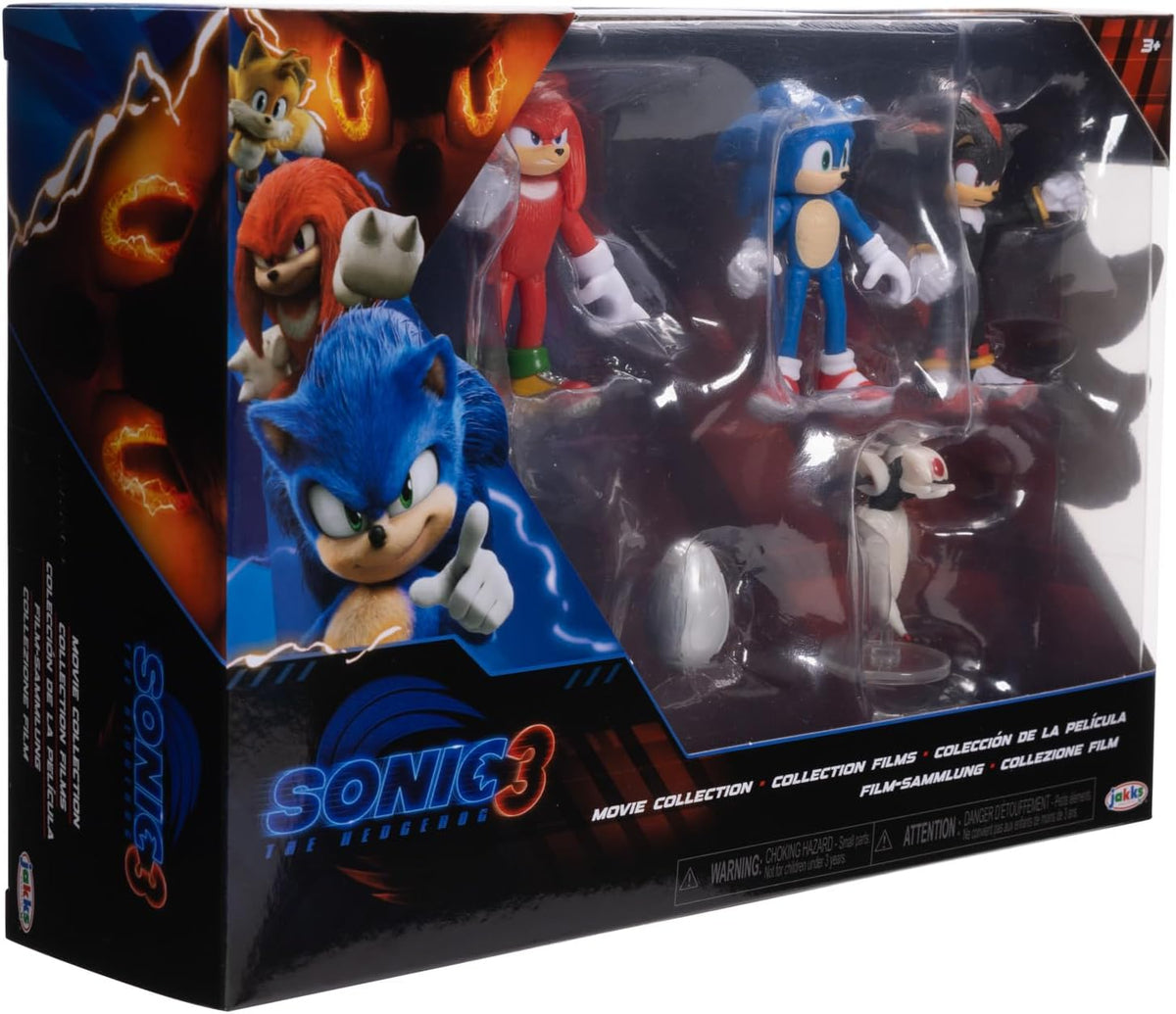 Sonic The Hedgehog 3 Movie Action Figures 2.5-Inch Movie Collector Toy Figure Multi-Pack Includes Knuckles Shadow Buzz Bomber & Drone- Officially Licensed Toys