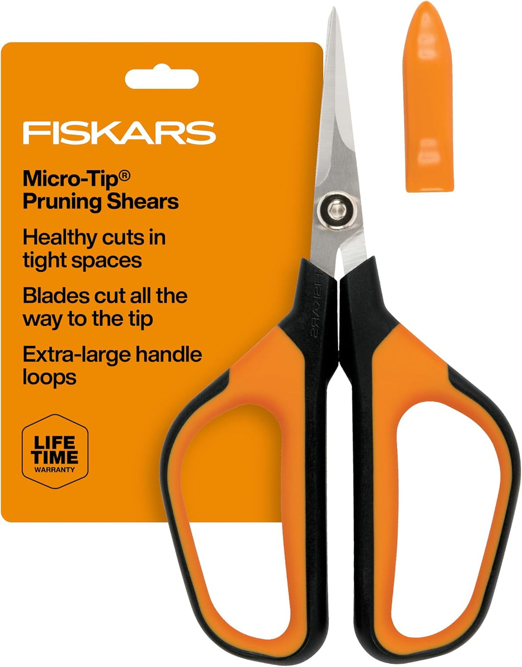 Fiskars 6" Steel Micro-Tip Pruning Scissors, Garden Snips for Small Plants