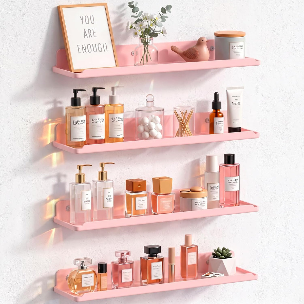 Lifewit Acrylic Floating Shelves for Bathroom 14" Clear, 4 Pack