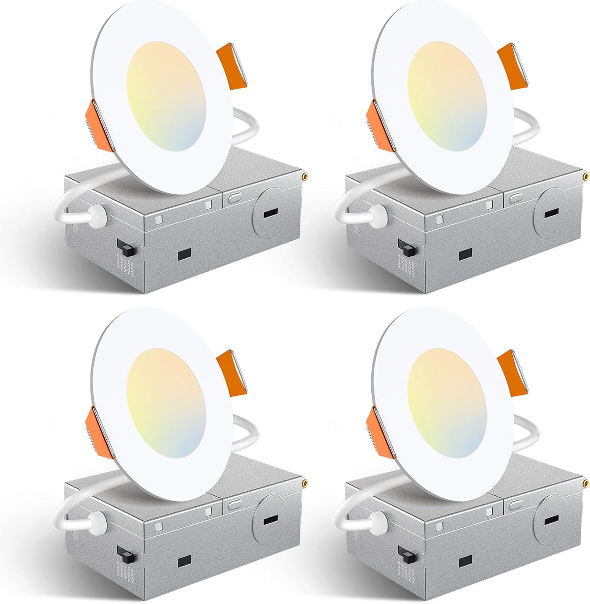 Amico 4 Pack 6 Inch 5CCT Ultra-Thin LED Recessed Ceiling Light