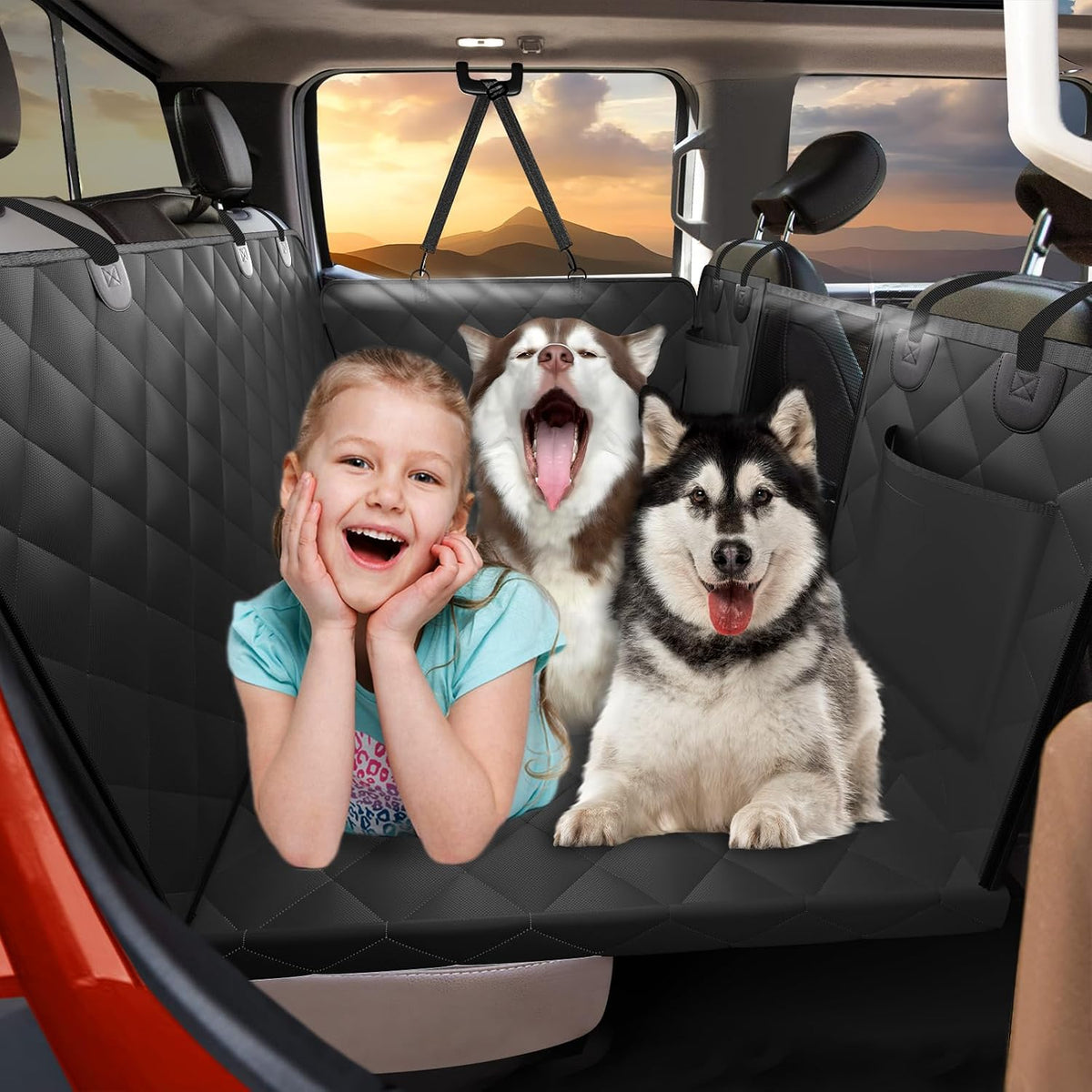 Hard Bottom Dog Car Seat Cover for Back Seat, Back Seat Extender