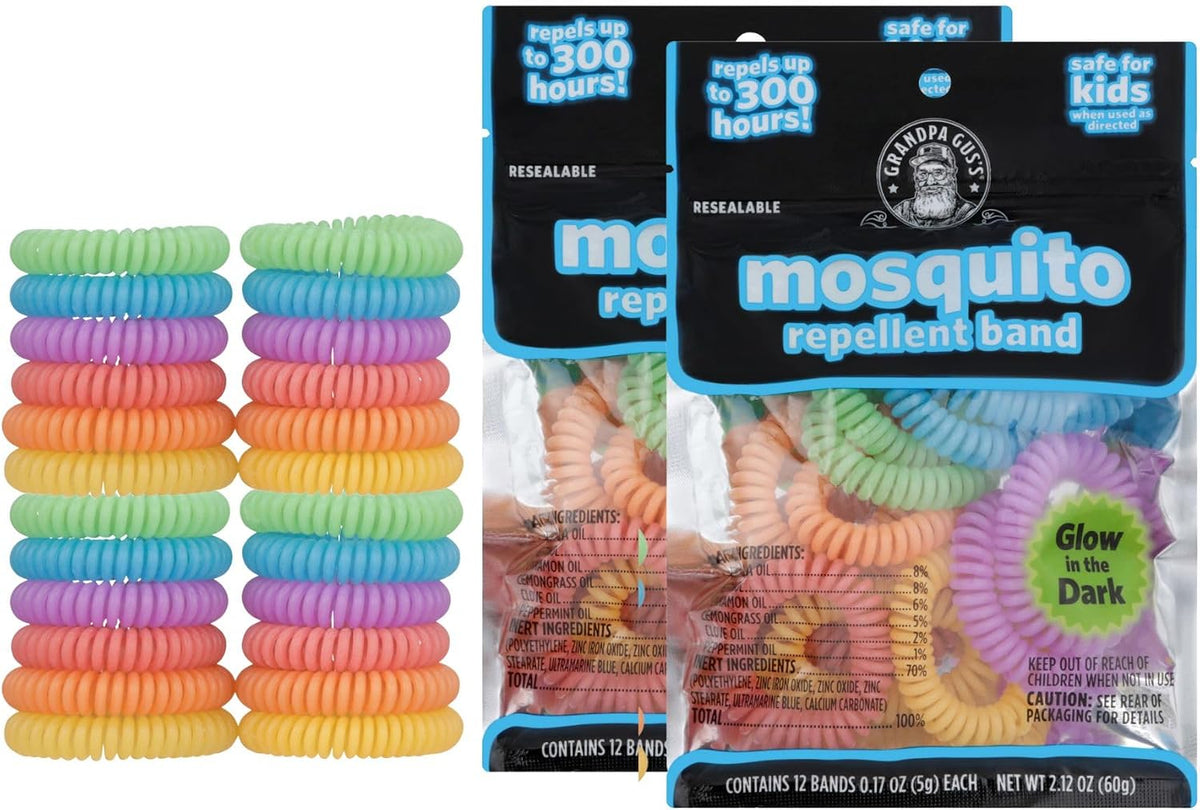Grandpa Gus's Mosquito Repellent Wearable Bracelet Bands, 12 Pack