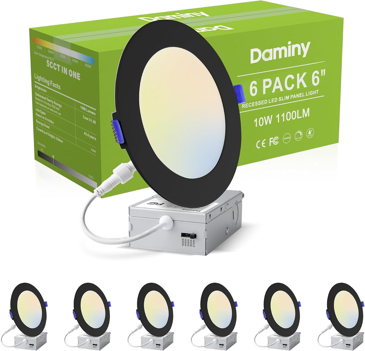 DAMINY 24 Pack 6 Inch LED Recessed Lighting, Canless Wafer Downlight, White