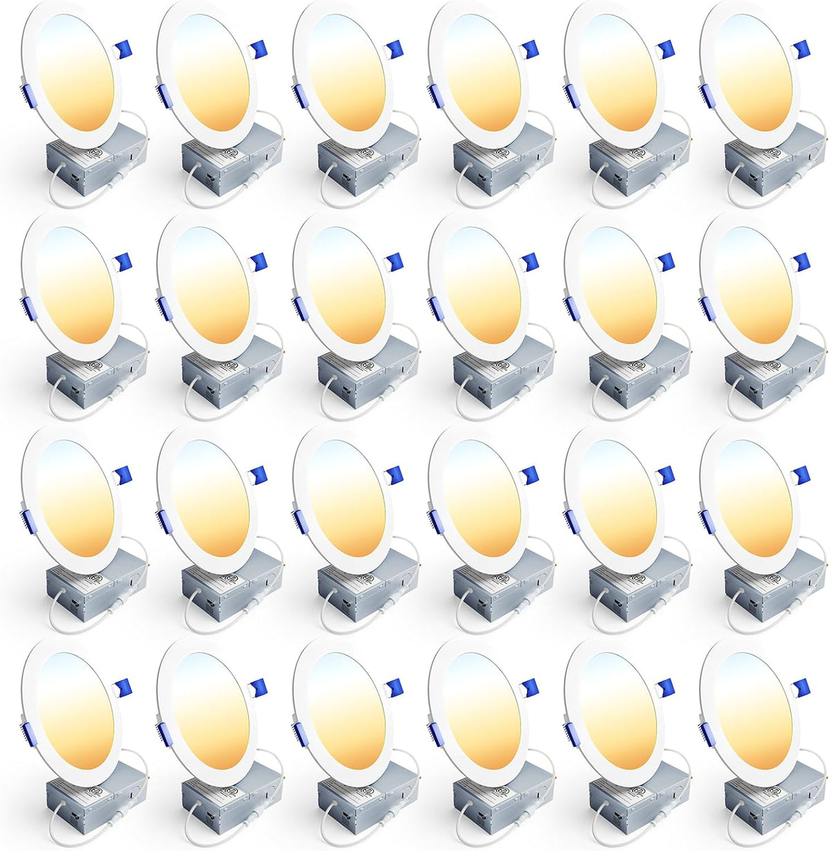 Ensenior 24 Pack 6 Inch LED Recessed Ceiling Light, 5CCT, 1200LM 12W 120V