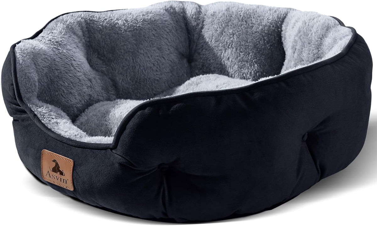 Asvin Small Dog Bed for Small Dogs, Cat Beds for Indoor Cats, Pet Bed for Puppy and Kitty, Extra Soft & Machine Washable with Anti-Slip & Water-Resistant Oxford Bottom, Grey, 20 inches