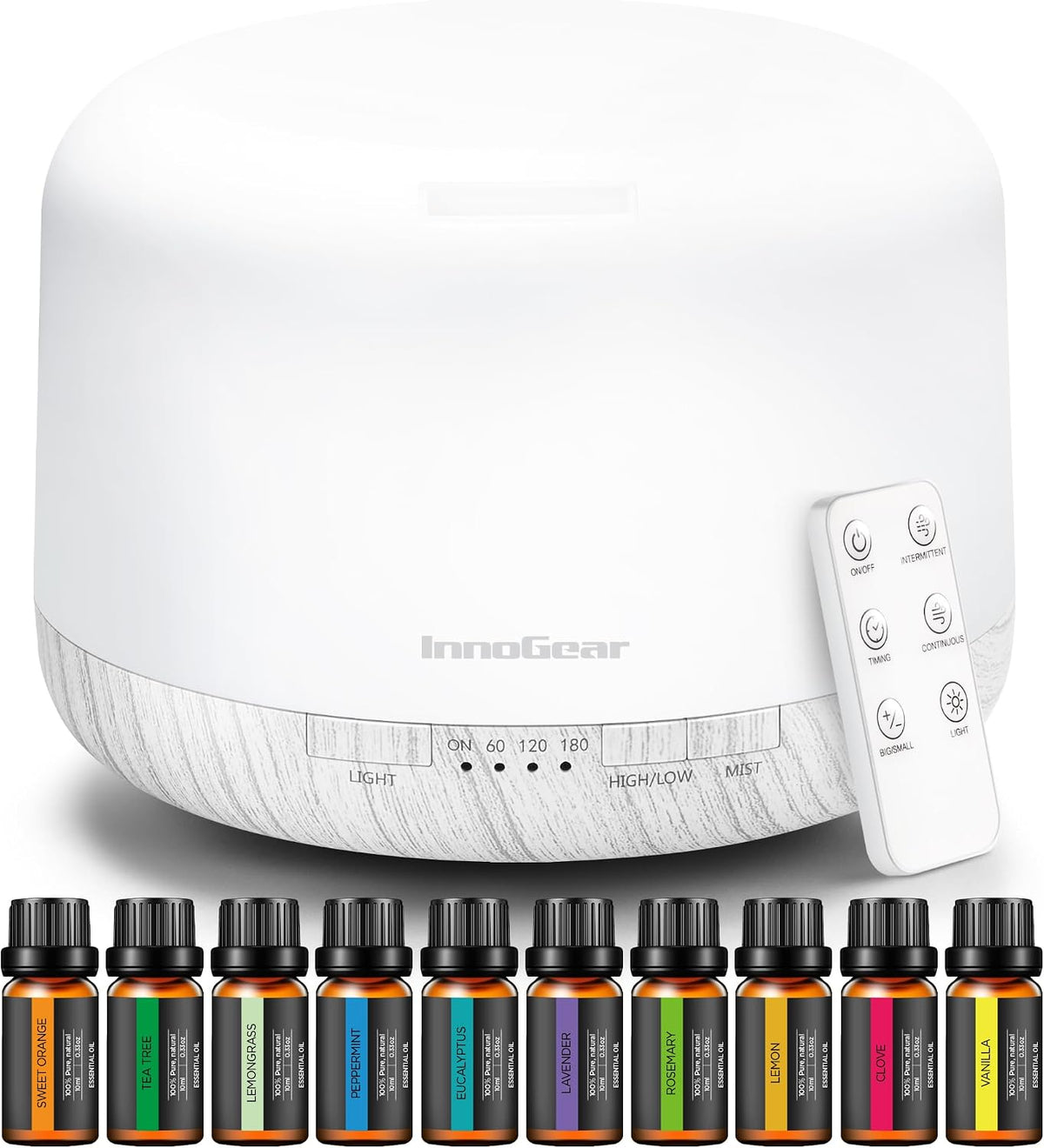 InnoGear 500ml Aromatherapy Diffuser for Home 10 Essential Oil Set, Yellow