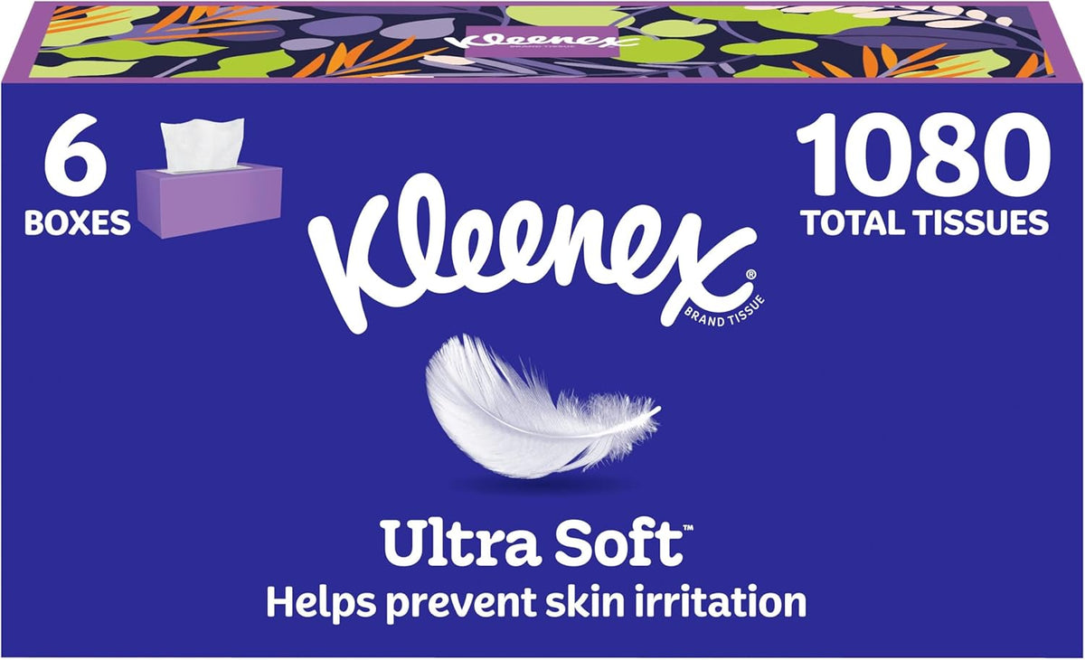Kleenex Ultra Soft Facial Tissues, 8 Flat Boxes, 120 Tissues per Box (960 Total Tissues)