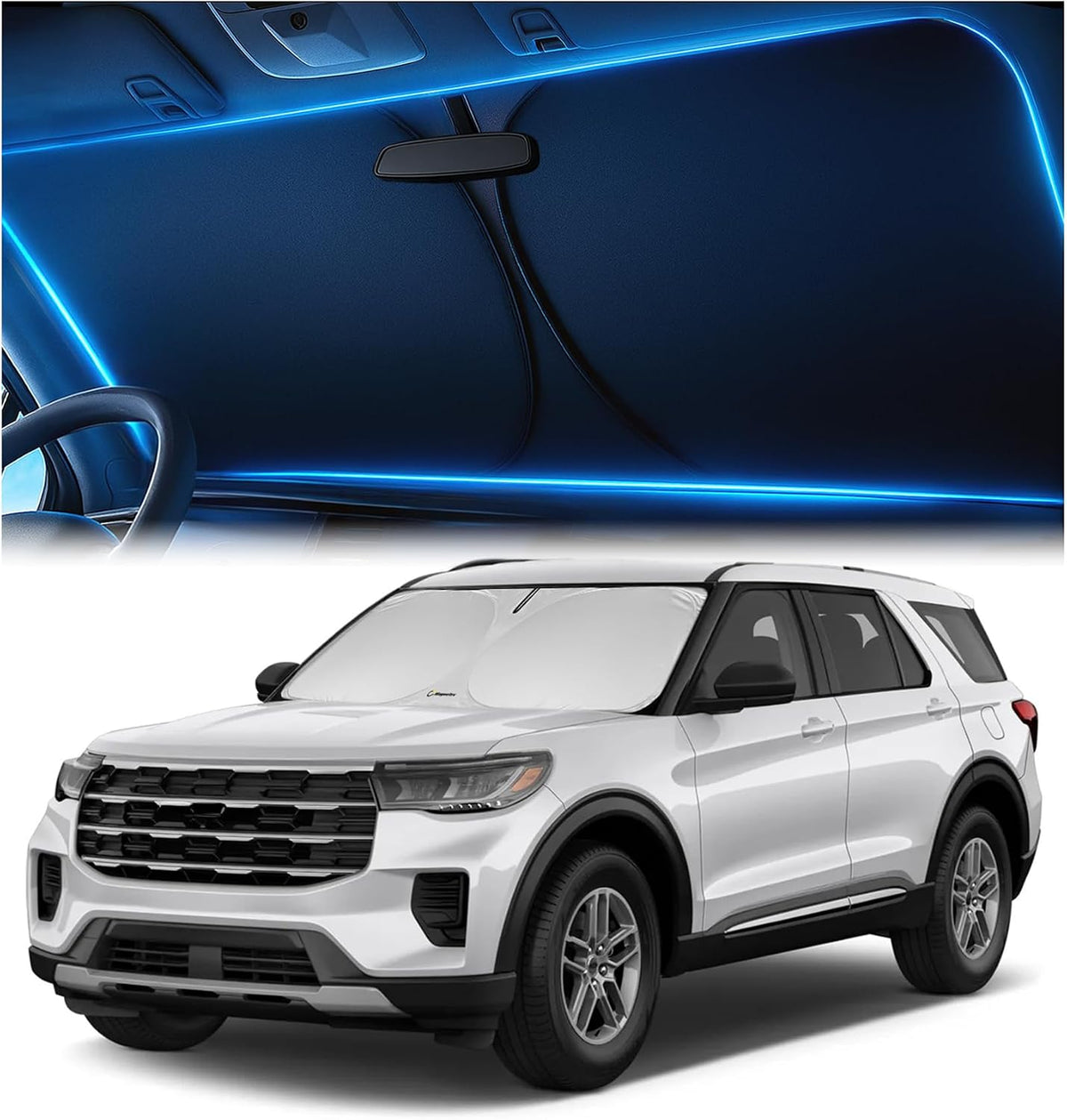 Magnelex Windshield Sun Shade for GMC Sierra 1500 2500 3500 (SLT AT4 Denali) 2019-2026, Foldable Car Window Sunshade, Heat & UV Visor Cover, Reflective Front Shades Accessories