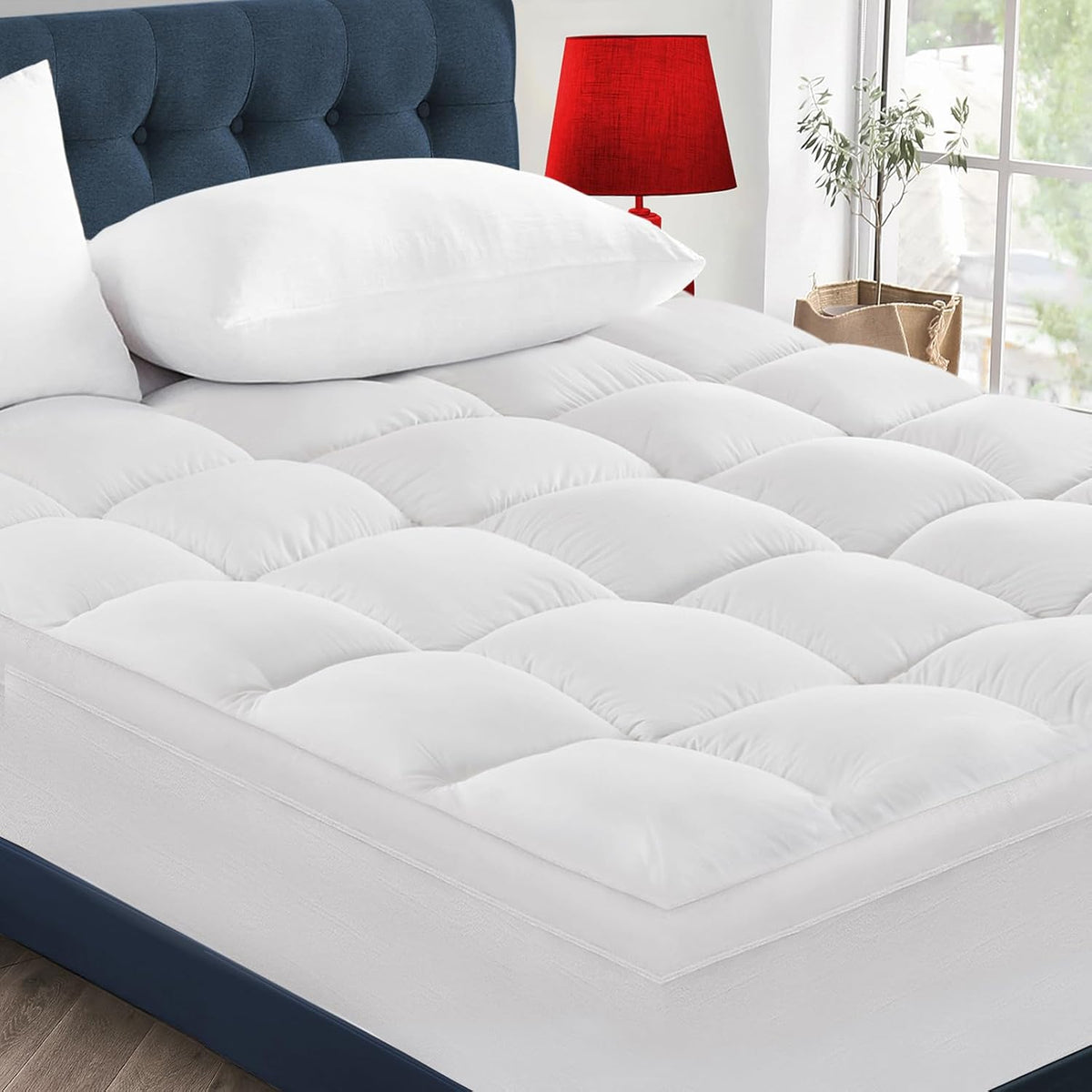 CYMULA Twin XL Mattress Topper - Soft Cooling Mattress Pad for College Dorm Room Essentials - Extra Thick Long Protector Cover for Back Pain, Single Bed Topper Pillow Top with 8''-21'' Deep Pocket